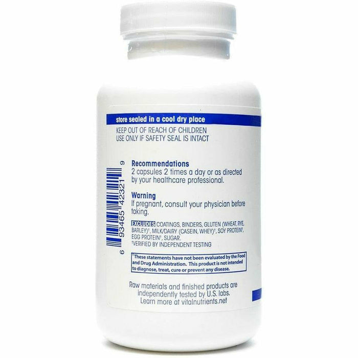 Adrenal Support 120 caps by Vital Nutrients Information Label