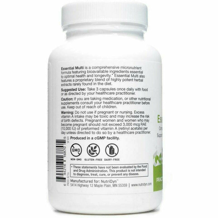Nutri-Dyn, Essential Multi 90 capsules Suggested Use Label