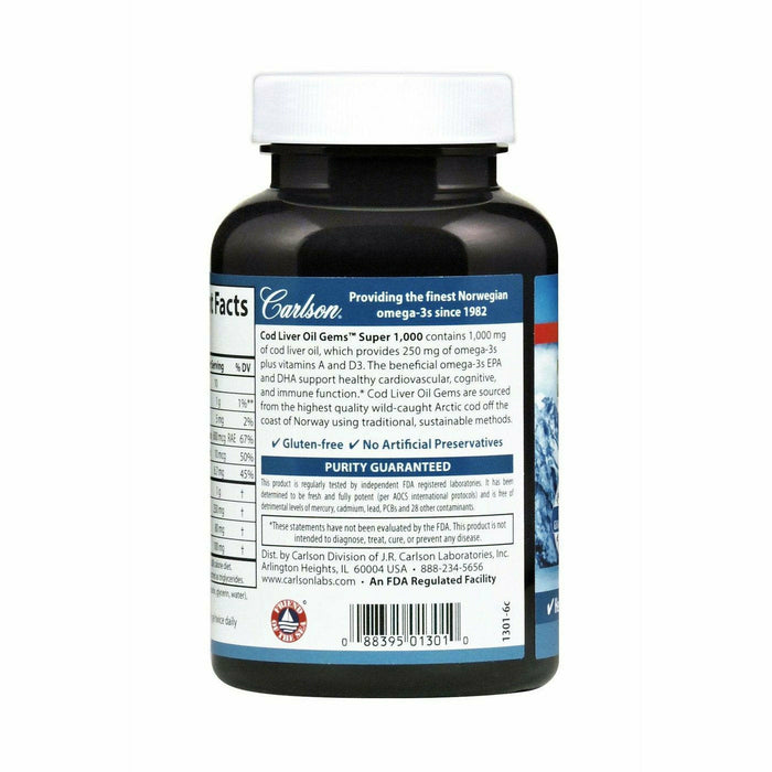 Super Cod Liver Oil 1000 mg 100 gels by Carlson Labs