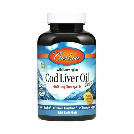 Carlson Labs, Cod Liver Oil Lightly Lemon 1000 mg 150 gels
