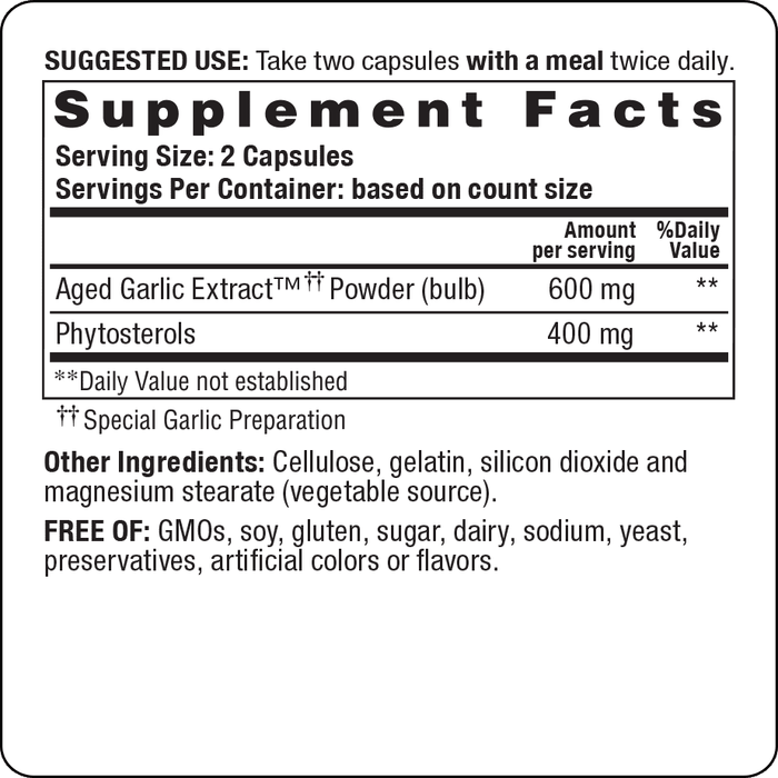 Kyolic Formula 107 80 caps by Wakunaga Supplement Facts Label
