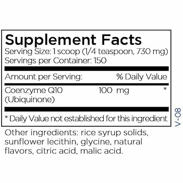 CoQ10 Powder [Orange Flavor] 110 g by Metabolic Maintenance Supplement Facts Label