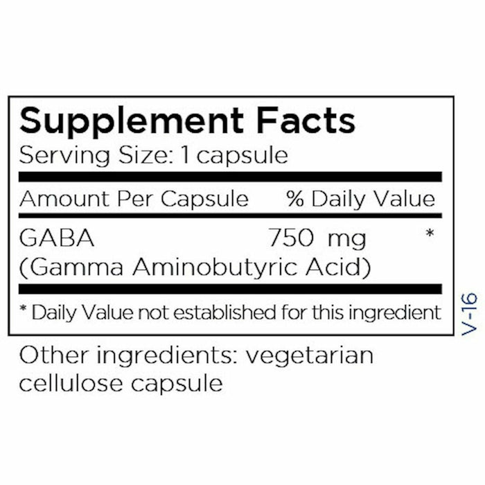 GABA 750 mg 60 caps by Metabolic Maintenance Supplement Facts Label