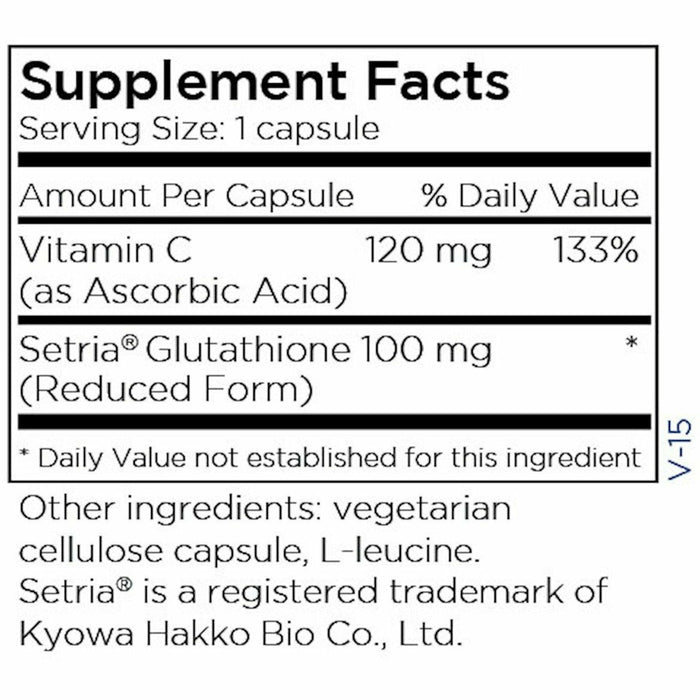 L-Glutathione 100 mg 60 caps by Metabolic Maintenance Supplement Facts Label