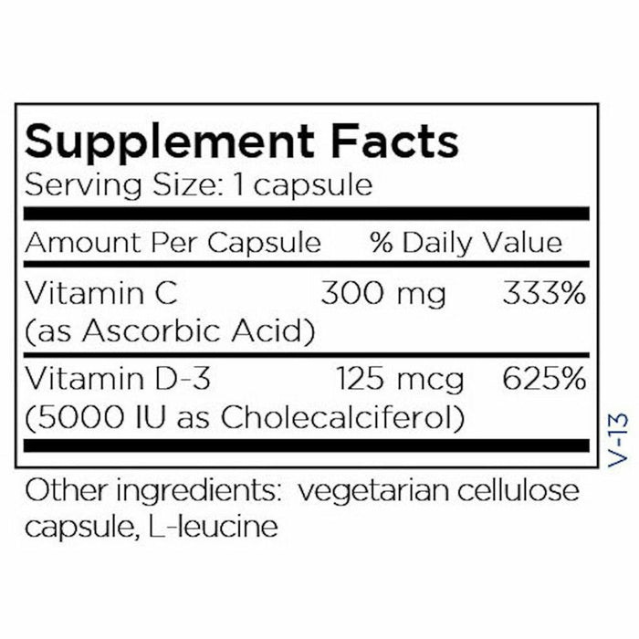 Vitamin D-3 5000 IU 90 vcaps by Metabolic Maintenance Supplement Facts Label