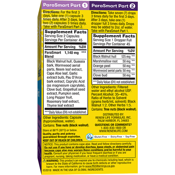 ParaSmart 15 Day Program 1 kit by Renew Life Supplement Facts
