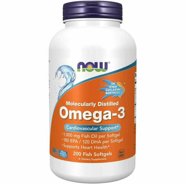 Omega-3 Molecularly Distilled 200 Softgels By Now