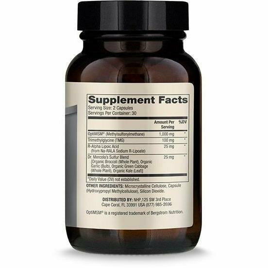 MSM Sulfur Complex 60 caps by Dr. Mercola Supplement Facts