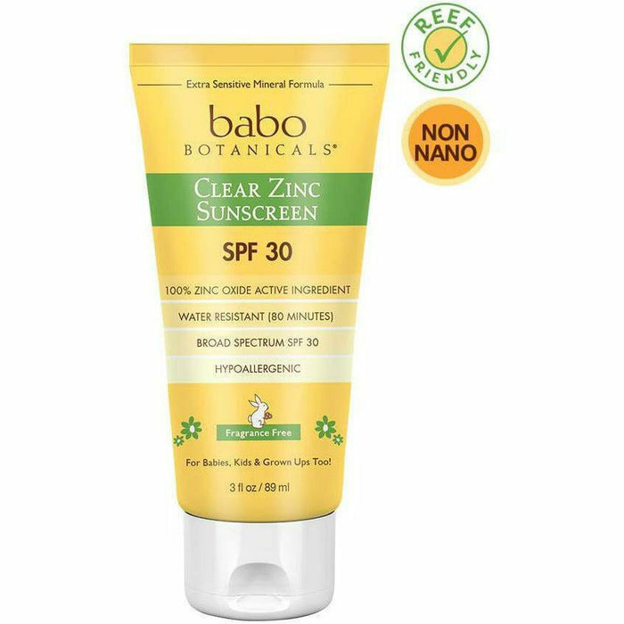 Babo Botanicals, Clear Zinc Sunscreen Unscented 3 Oz
