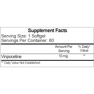 Vinpocetine 10 mg 60 softgels by Ecological Formulas Supplement Facts Label