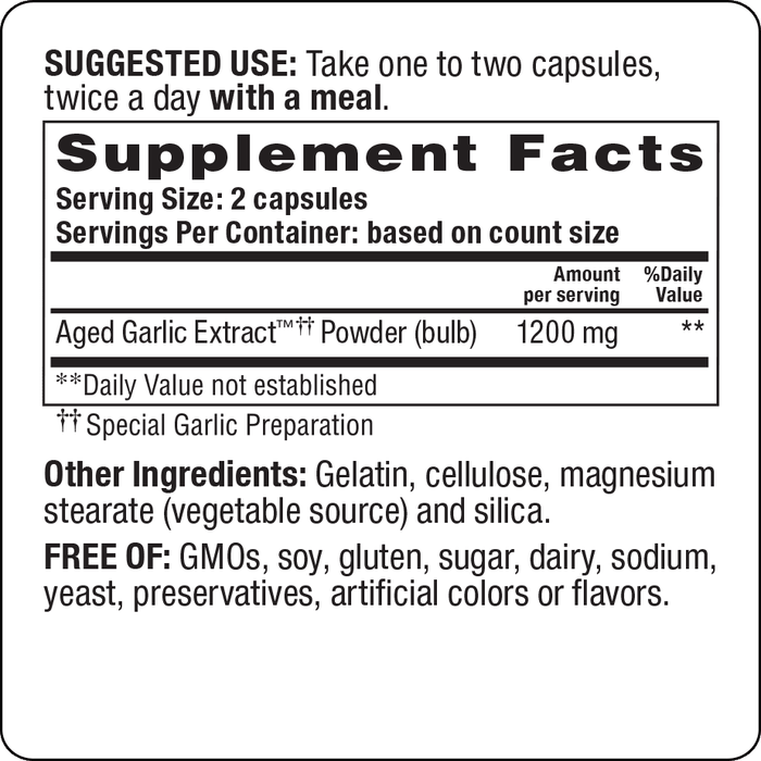 Kyolic Reserve Cardiovascular 600 mg by Wakunaga Supplement Facts Label