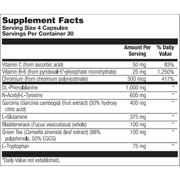 Ultra Lean Appetite Control 120 vcaps by BioGenesis Supplement Facts Label