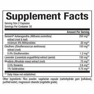 Supplement Facts, Natural Factors, Stress-Relax Serenity Formula 60 Vegcaps