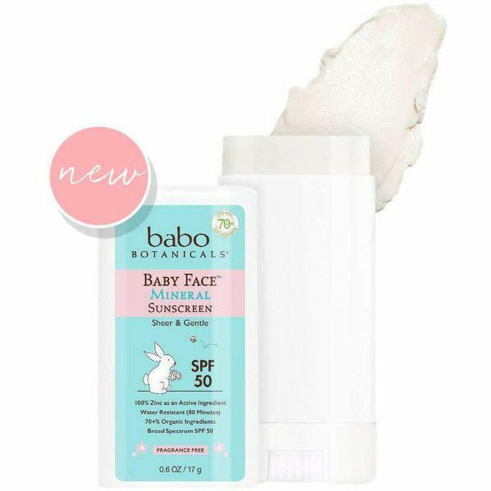 Babo Botanicals, Baby Face SPF 50 Min Sunscreen Stick 0.6 Oz