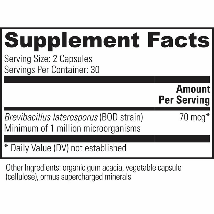 Global Health, Latero-Flora 60 capsules Supplement Facts Label