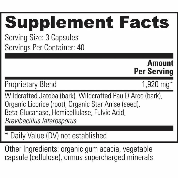 Global Healing, Mycozil 120 capsules Supplement Facts Label