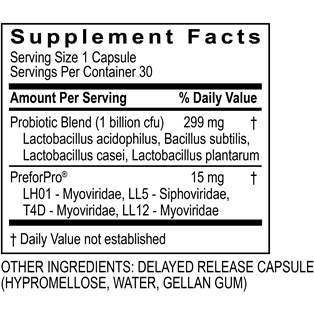 Transbiotic 30 caps by Transformation Enzyme Supplement Facts Label