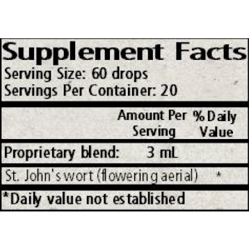 Wise Woman Herbals, St. John's Wort (Hypericum perforatum) 2 fl. oz. Supplement Facts Label