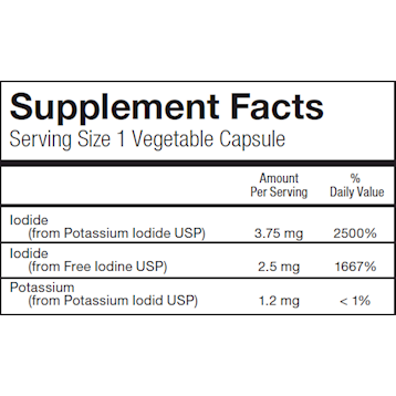 i-Throid 6.25 mg 90 vcaps by RLC Labs Supplement Facts Label