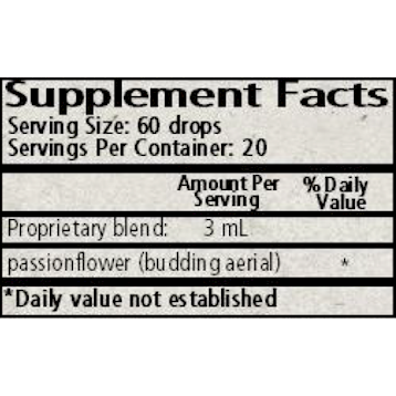 Wise Woman Herbals, Passionflower (Passiflora incarnata) 2 fl. oz. Supplement Facts Label