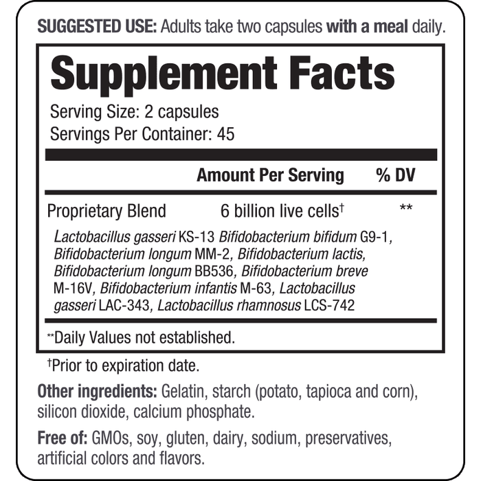 Kyo-Dophilus Multi 9 Probiotic 90 caps by Wakunaga Supplement Facts Label