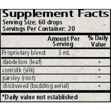Wise Woman Herbals, Phytodiuretic 2 fl. oz. Supplement Facts Label