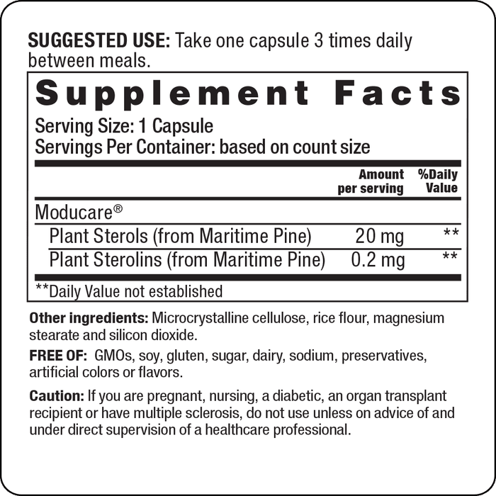 Moducare Daily Immune Support by Wakunaga Supplement Facts Label