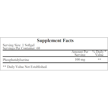 Phosphatidylserine 60 softgels by Ecological Formulas Supplement Facts Label