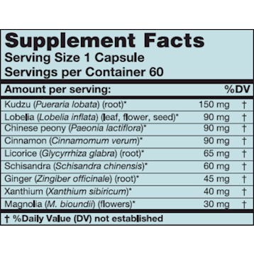 AllerEze 60 vcaps by Karuna Supplement Facts Label