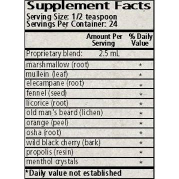 Wise Woman Herbals, Herbal CE I 2 fl. oz. Supplement Facts Label