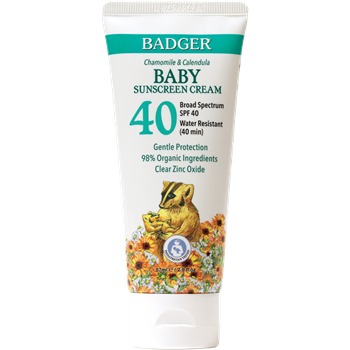 W.S. Badger, SPF 40 Baby Clear Zinc Sunscreen Cream 2.9oz