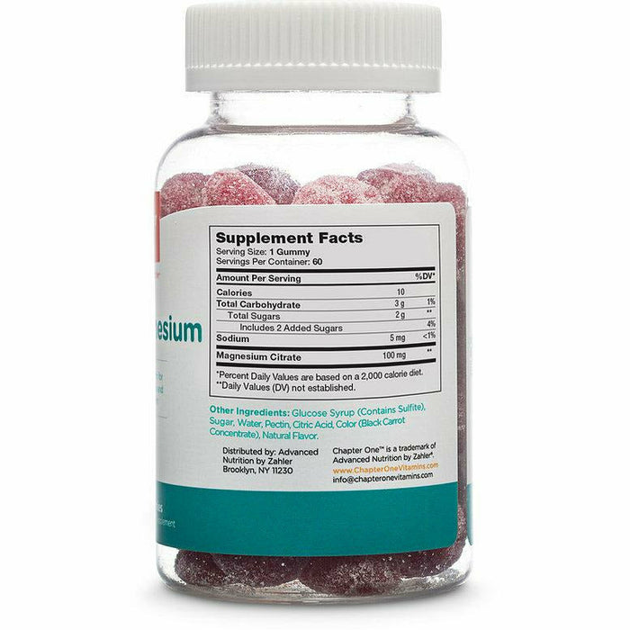 Chapter One, M is for Magnesium 60 gummies Supplement Facts