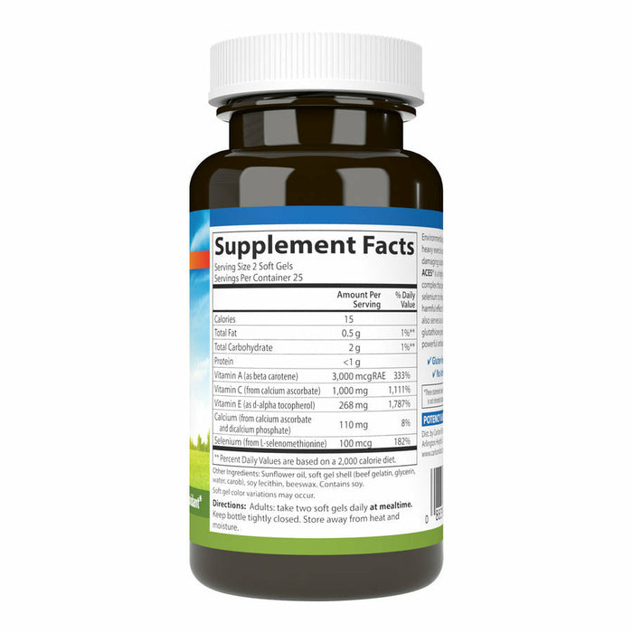 Carlson Labs, ACES Antioxidant 200 Soft Gels Supplement Facts Label