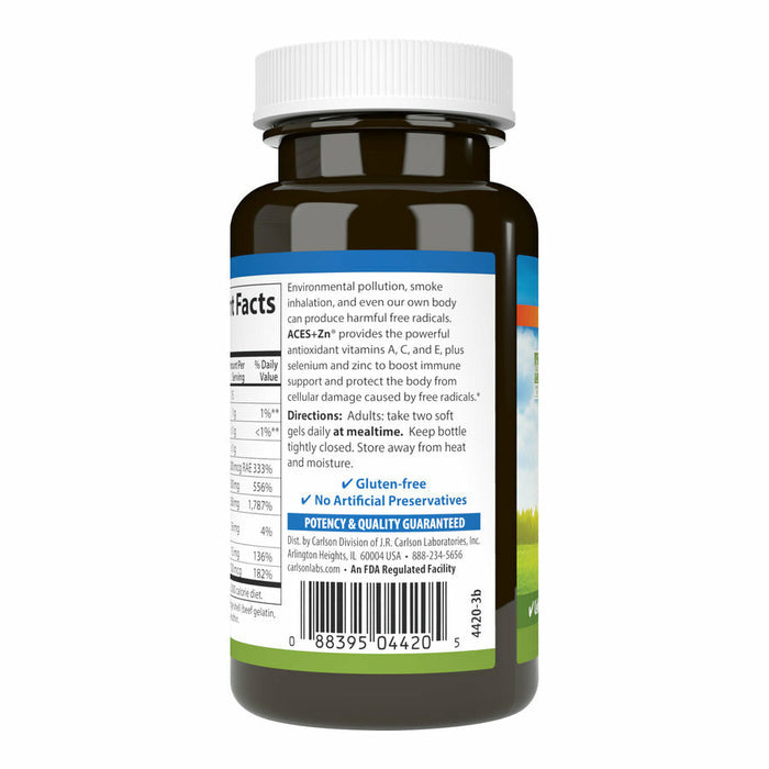 Carlson Labs, ACES + Zn 180 Softgels Label