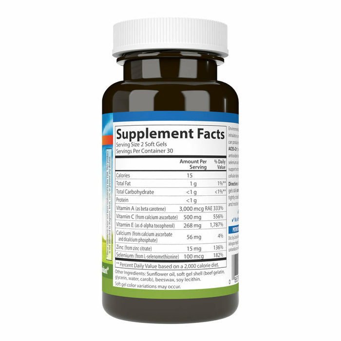 Carlson Labs, ACES + Zn 180 Softgels Supplement Facts Label