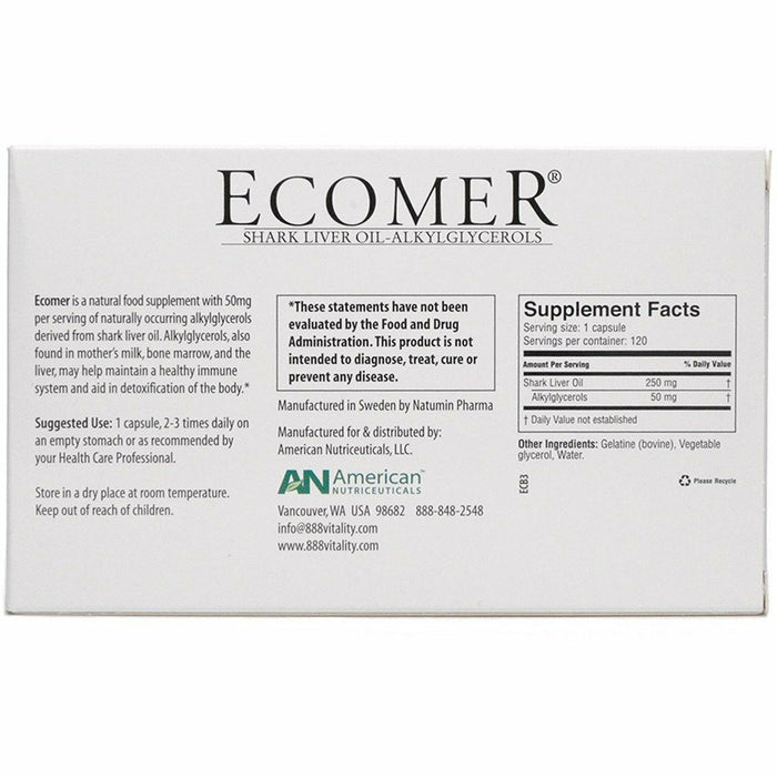 Ecomer 120 caps by American Nutriceuticals Supplement Facts Label