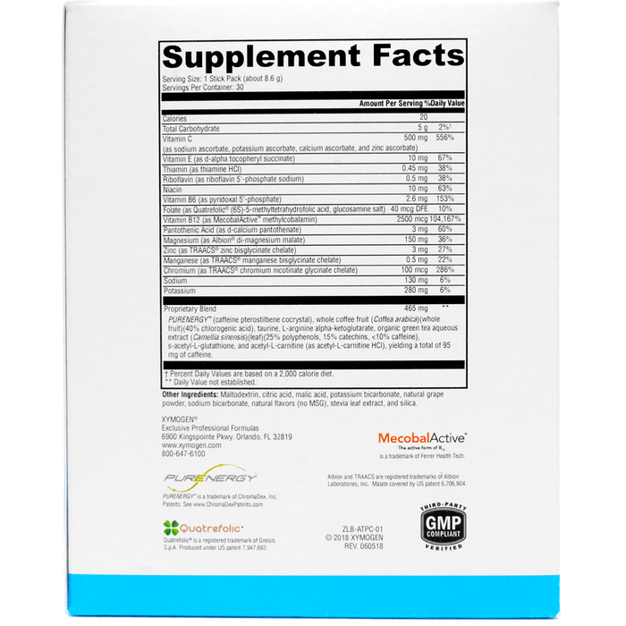 ATP Ignite Citrus 30 Servings by Xymogen Supplement Facts Label
