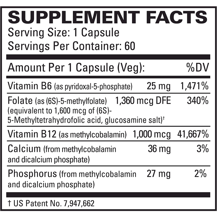 Active Bio-B 60 caps by EuroMedica Supplement Facts Label