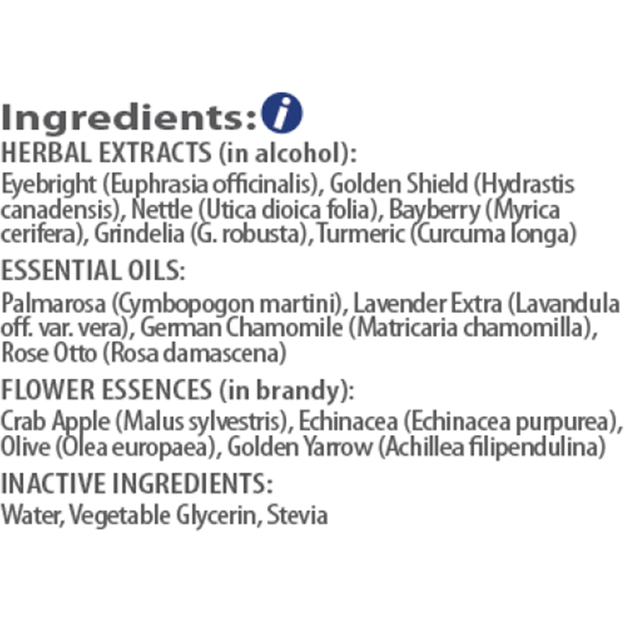 Allergy Relief 1 fl oz by Amrita Aromatherapy Ingredients Label