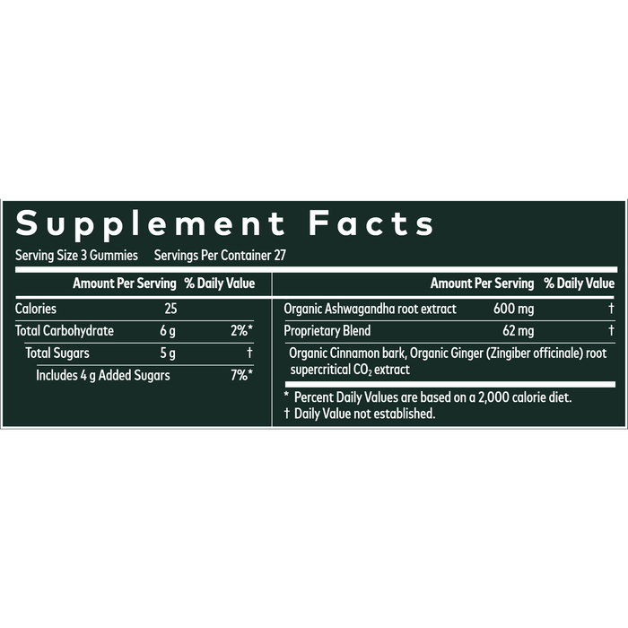 Gaia Herbs, Ashwagandha Gummies 81 Gummies Supplement Facts Label