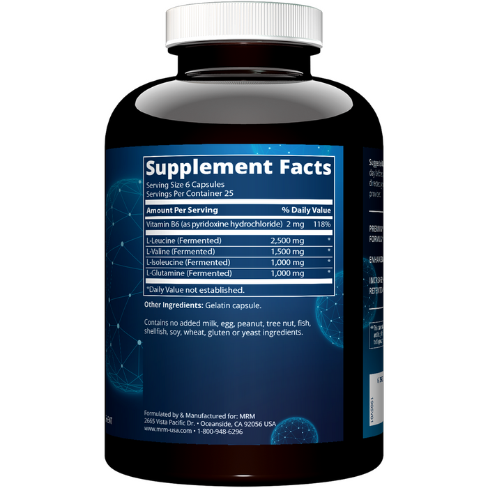 Metabolic Response Modifier, BCAA+G 6000 150 Capsules Supplement Facts Label