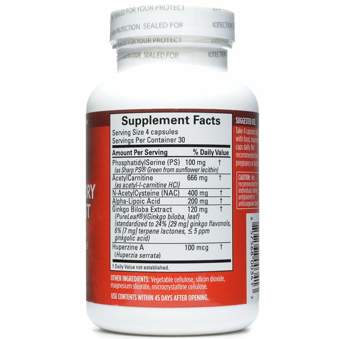 BrainMD, Brain & Memory Power Boost 120 caps Supplement Facts Label