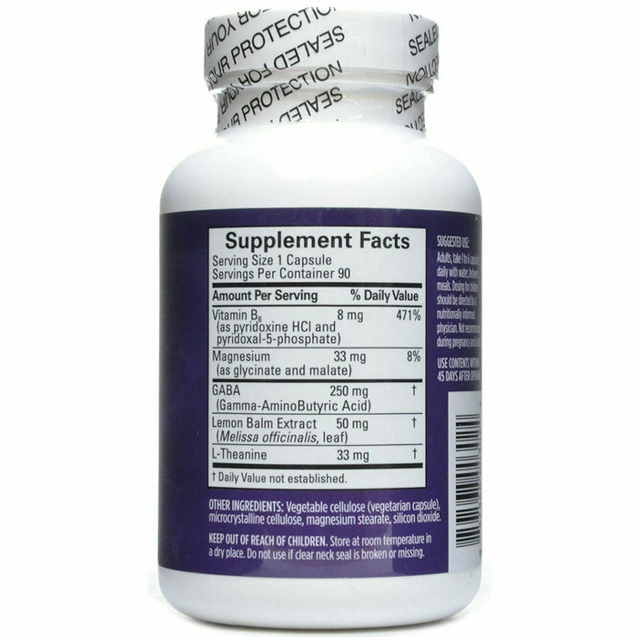 GABA Calming Support 90 caps by BrainMD Supplement Facts Label