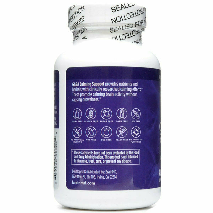 GABA Calming Support 90 caps by BrainMD Information Label