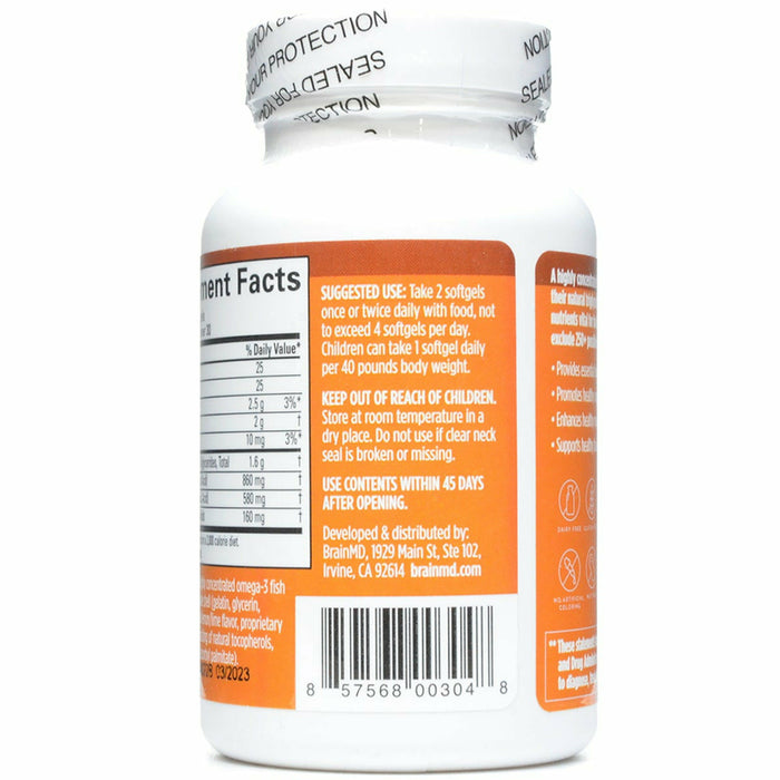 Omega-3 Power 60 softgels by BrainMD Suggested Use Label
