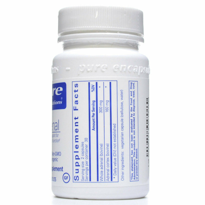Pure Encapsulations, Adrenal 60 capsules Supplement Facts Label