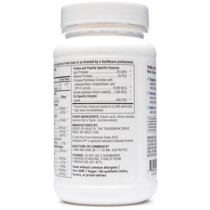 Klaire Labs, Vital-Zymes Chewable 180 Tablets Supplement Facts Label Continued