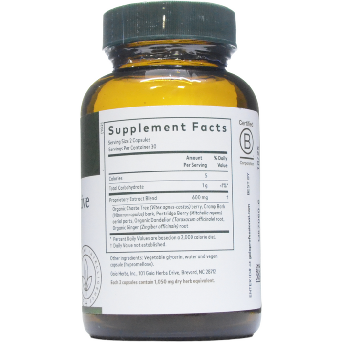 Gaia Herbs, Vitex Reproductive Formula 60 Liquid Phyto-Caps Supplement Facts