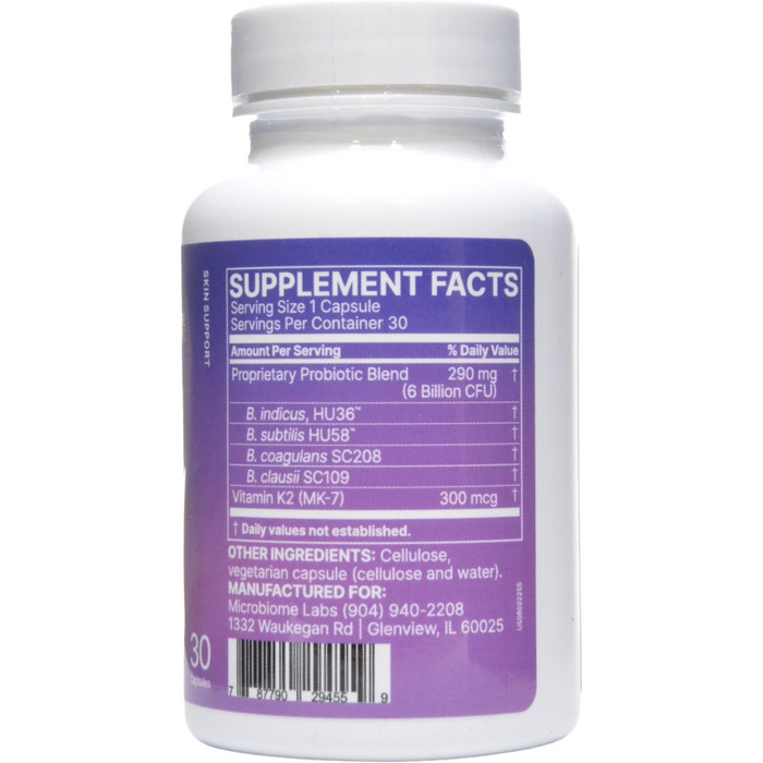 Microbiome Labs, SereneSkin 30 caps Supplement Facts
