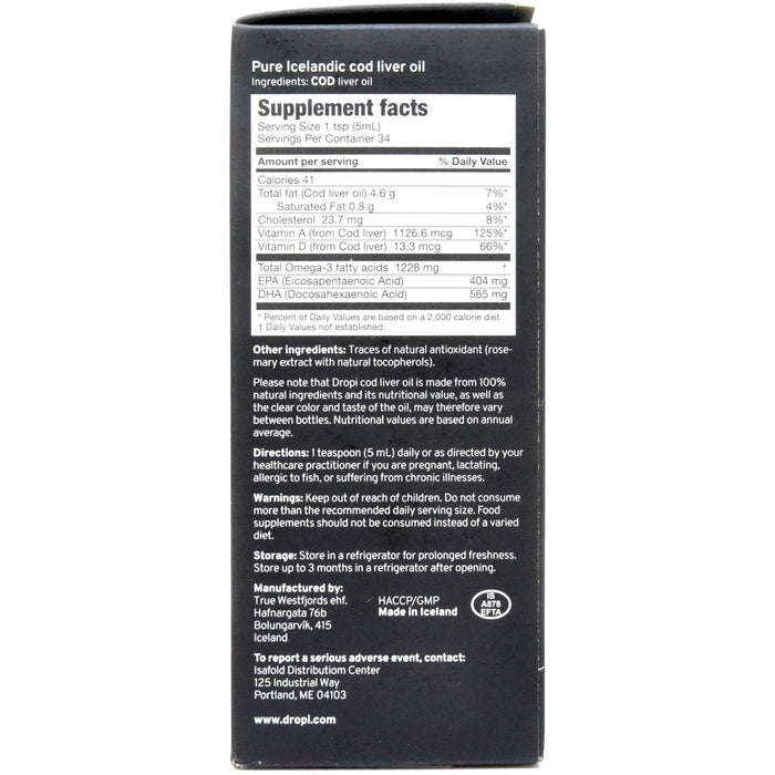 Dropi Original Liquid 5.7 fl oz (170 mL) Supplement Facts Label
